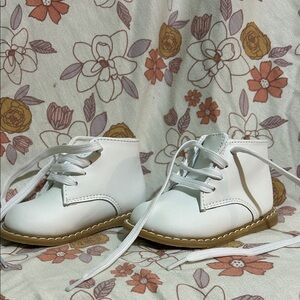 White Kids Shoes with Tan Soles